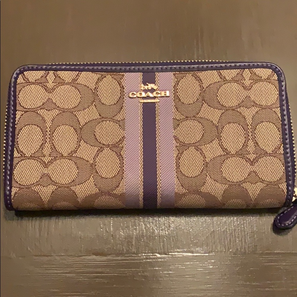 Coach Zip Wallet in Purple Multi